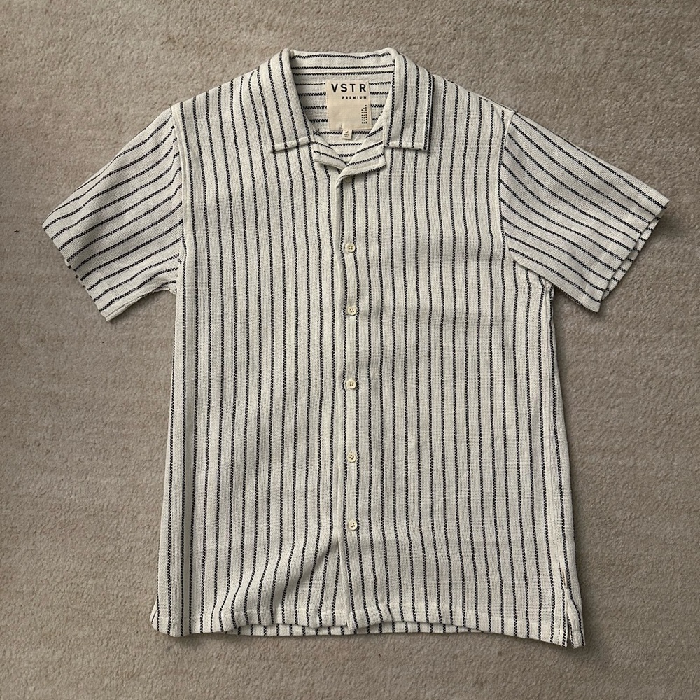 Men's Black and White Striped Shirt (VSTR)